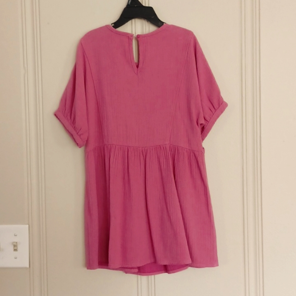 NWOT Zara Girl 4-5 Yrs Darker Pink Dress Loose Fitting Short Sleeve With Pockets
